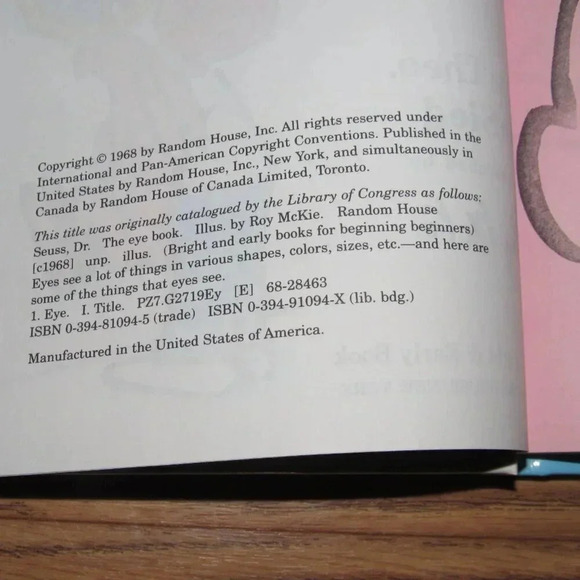 “THE EYE BOOK” by Theo. LeSeig Dr Seuss Bright and Early Hardcover Kids Book - Picture 4 of 4